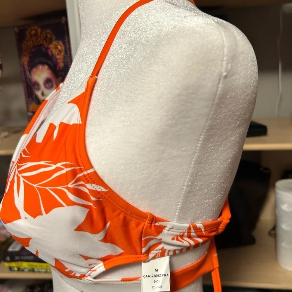 Cupshe ( only top) Tropical Orange and White Bikini Top